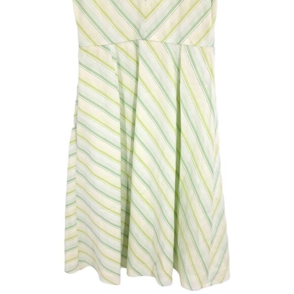 Ann Taylor Loft Dress Cotton Sleeveless Retro Fit Flare Striped Pale Green Sz 4 - Picture 7 of 10
